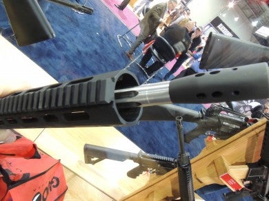 The R3's fluted barrel and 2-stage compensator.