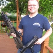 Sven with some of his parts creations for the Tavor, and Scorpion.