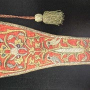 A 16th-century pistol holster from Tbilisi, Georgia. Satin-stitch embroidery with gold and silver thread on velvet, silk and cotton. 32X13 cm. Art Museum of Georgia, Tbilisi