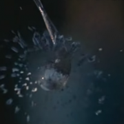 That is a .22 caliber bullet shattering against a solid drop of glass.