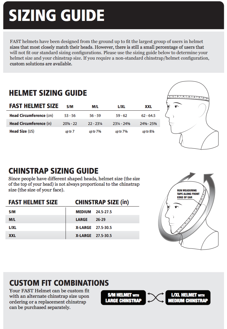 Ballistic Helmet Size Chart