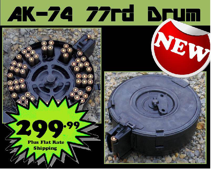 BarrelXchange AK-74 77 round drum magazine.