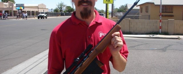 Ian with a prize from the Phoenix gun buy-back
