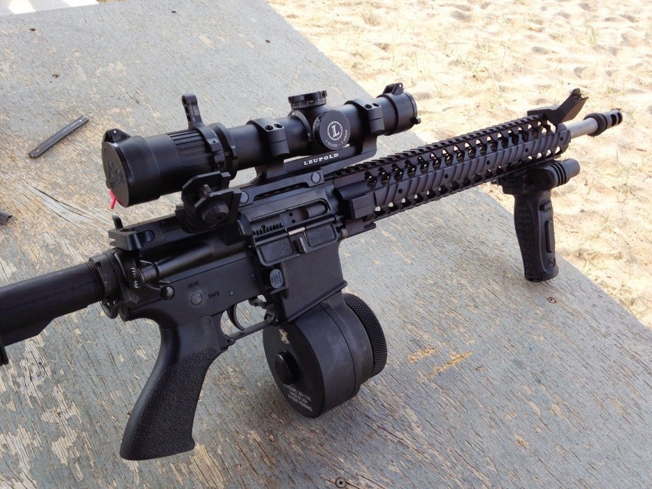 Here’s what the standard drum looks like on an AR-15. 