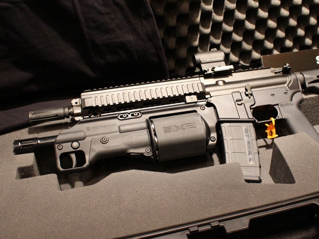 Crye Precision debuted their double-action Six12 modular bullpup shotgun. 