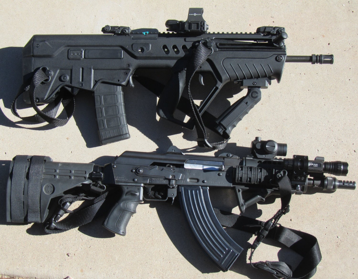 Weekend Photo: His (Tavor) and Hers (Zastava M92 PAP) .