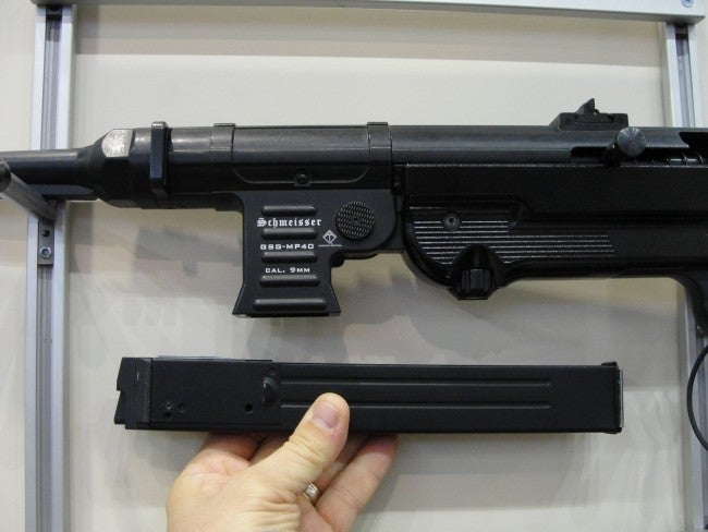 The GSG MP-40 in 9mm with its detachable 32-round magazine.