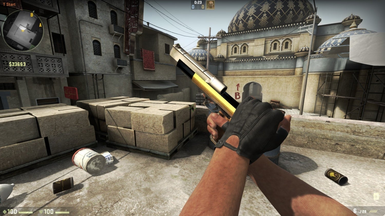 Source- Counter Strike video game. Notice the skin below the company name on the handgun. 