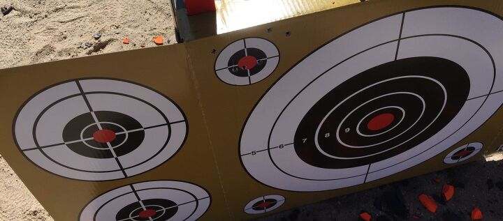 Pretty early into shooting on the target.  Fold out wing provides stability and additional shooting surface.