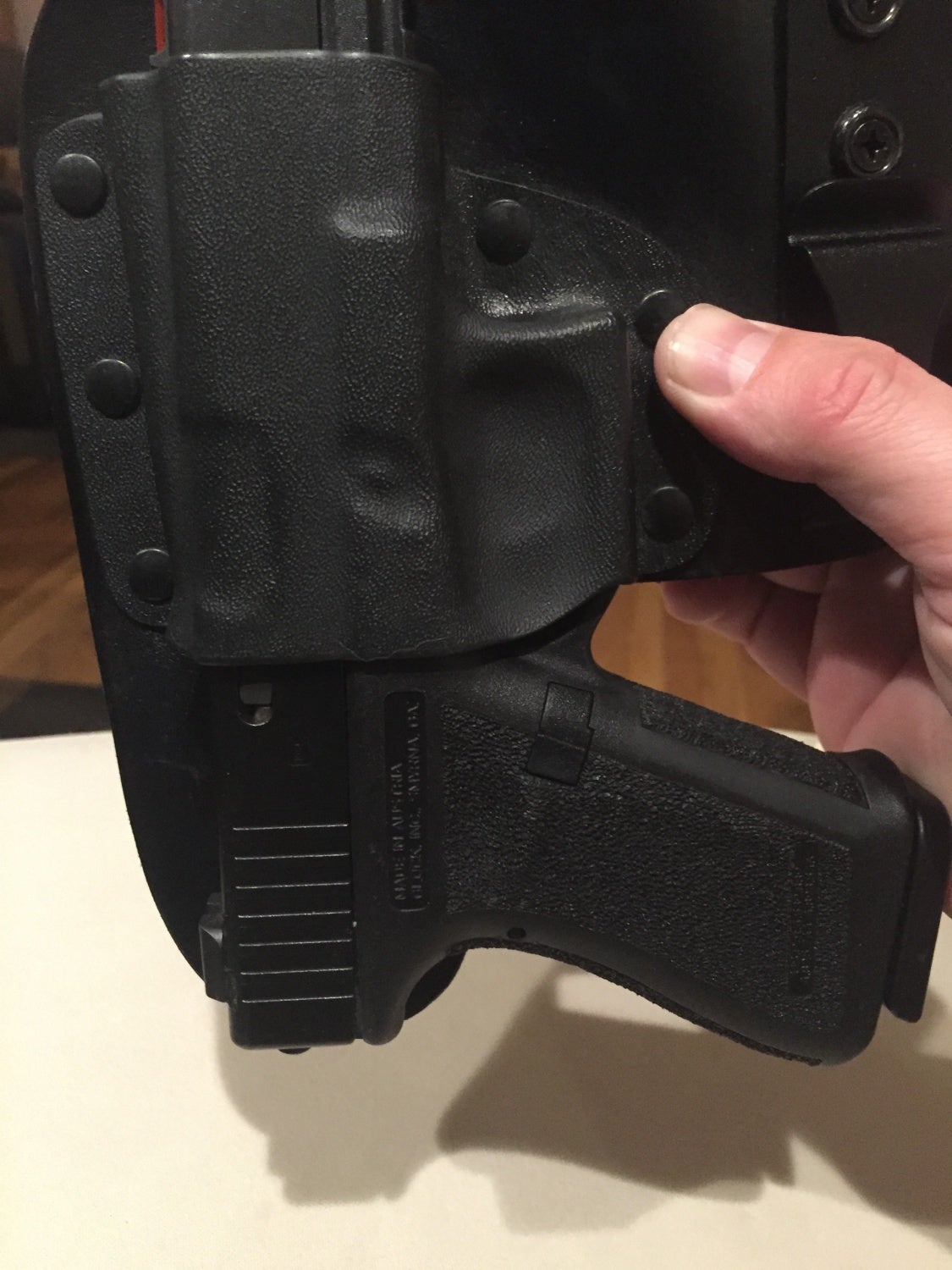 The Freedom Carry does a god job of retention. Unless I shake the holster aggressively, the pistol will stay in the holster.