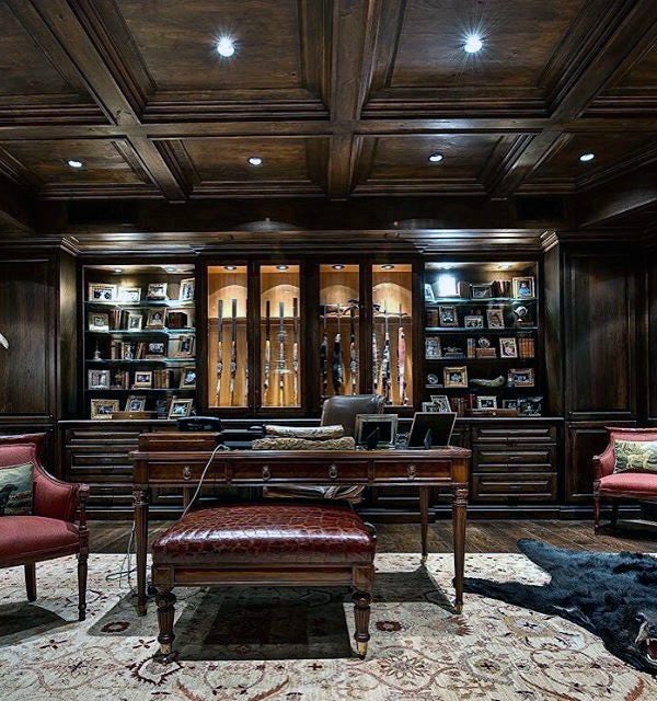 incredible-luxury-dark-brown-wood-gun-room-with-office-desk