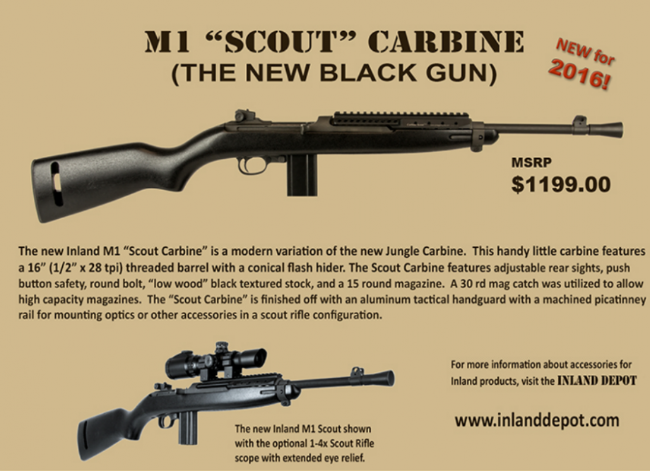 30 M1 Carbine "Scout" Version Released by Inland Manufacturing.