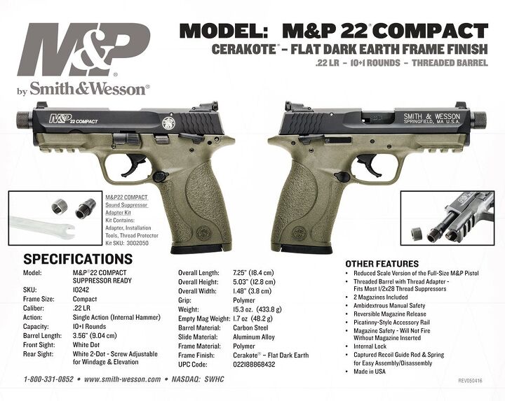 Smith & Wesson M&P 22 Compact Suppressor Ready in Cerakote FDE