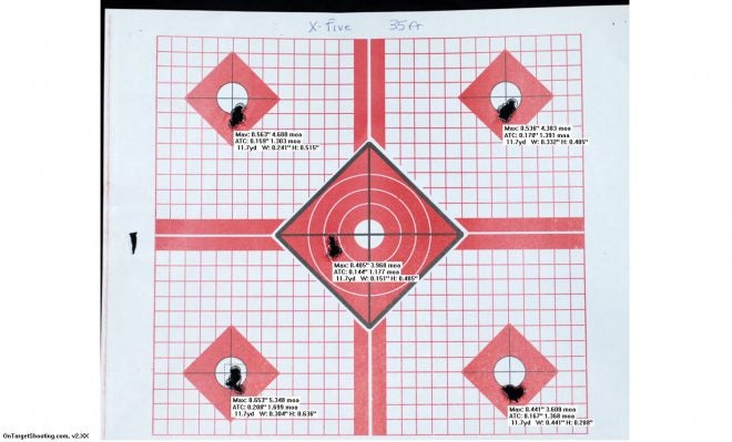 Target used for the X-Five 35 foot test