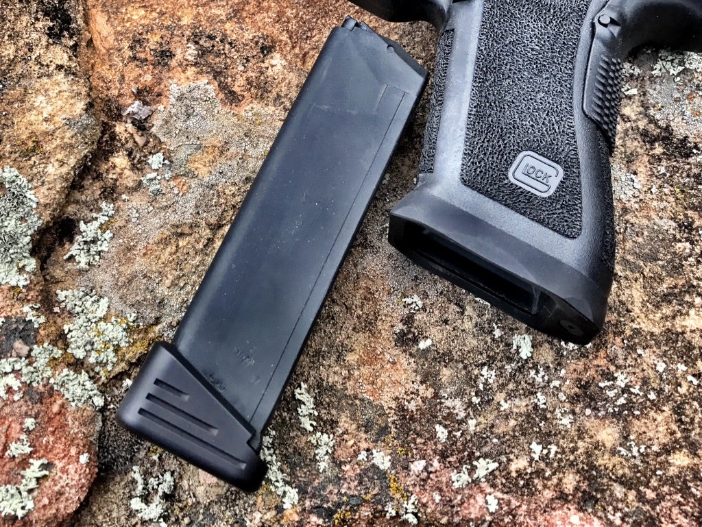 Subtle mag well extension gives just a little help and protection.
