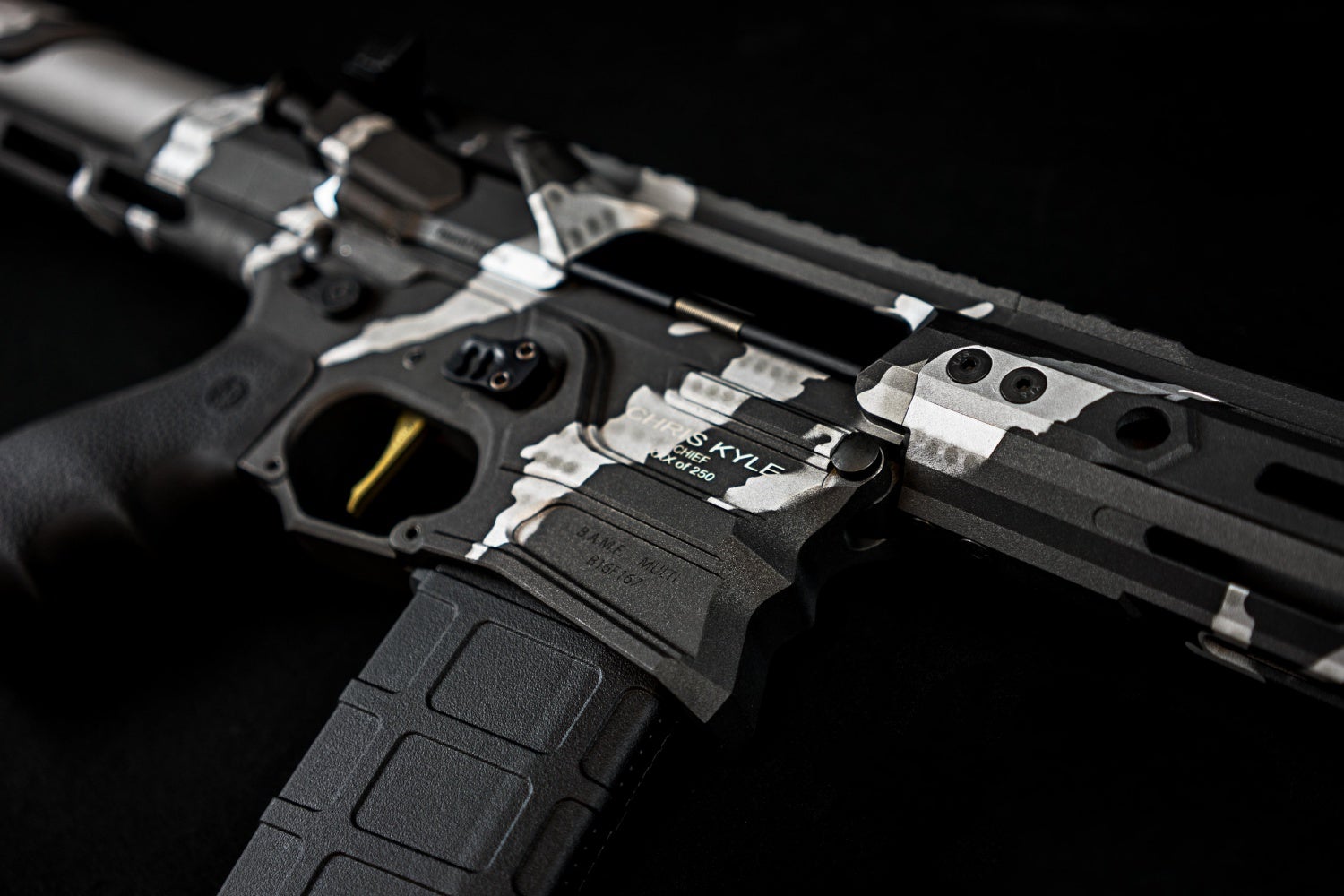 All of the rifles feature the Collection name, rifle name, and custom number. Image from T4 Photo