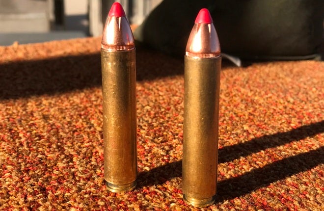 This cartridge is made by turning the rim of the .45-70 Government cartridg...