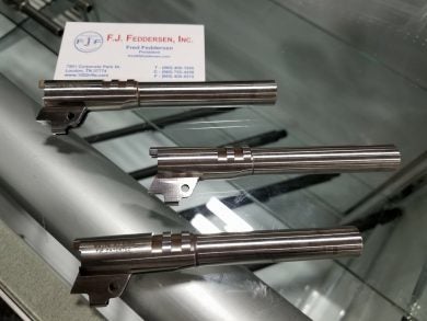 FJ Feddersen 1911 barrels, available in 9mm/10mm/45ACP.