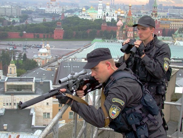 Russian president security sniper team with VSS “Vintorez” near Red Square