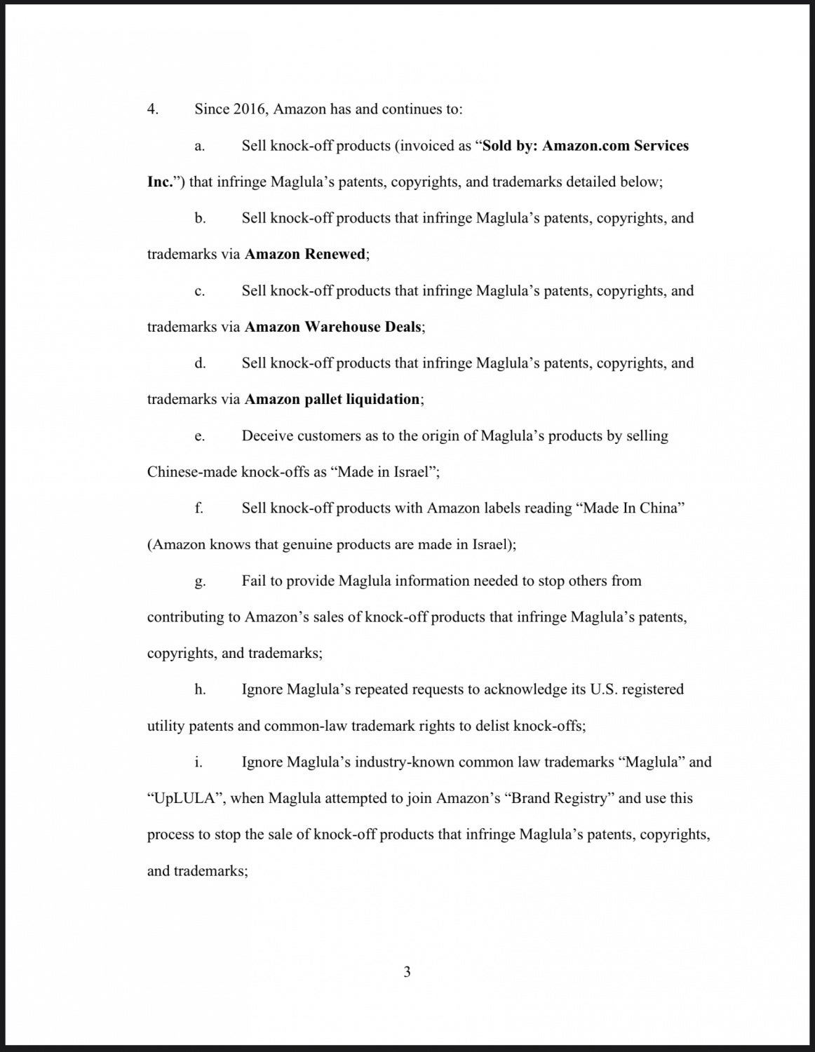 Maglula v. Amazon - Intellectual Property Rights Violations