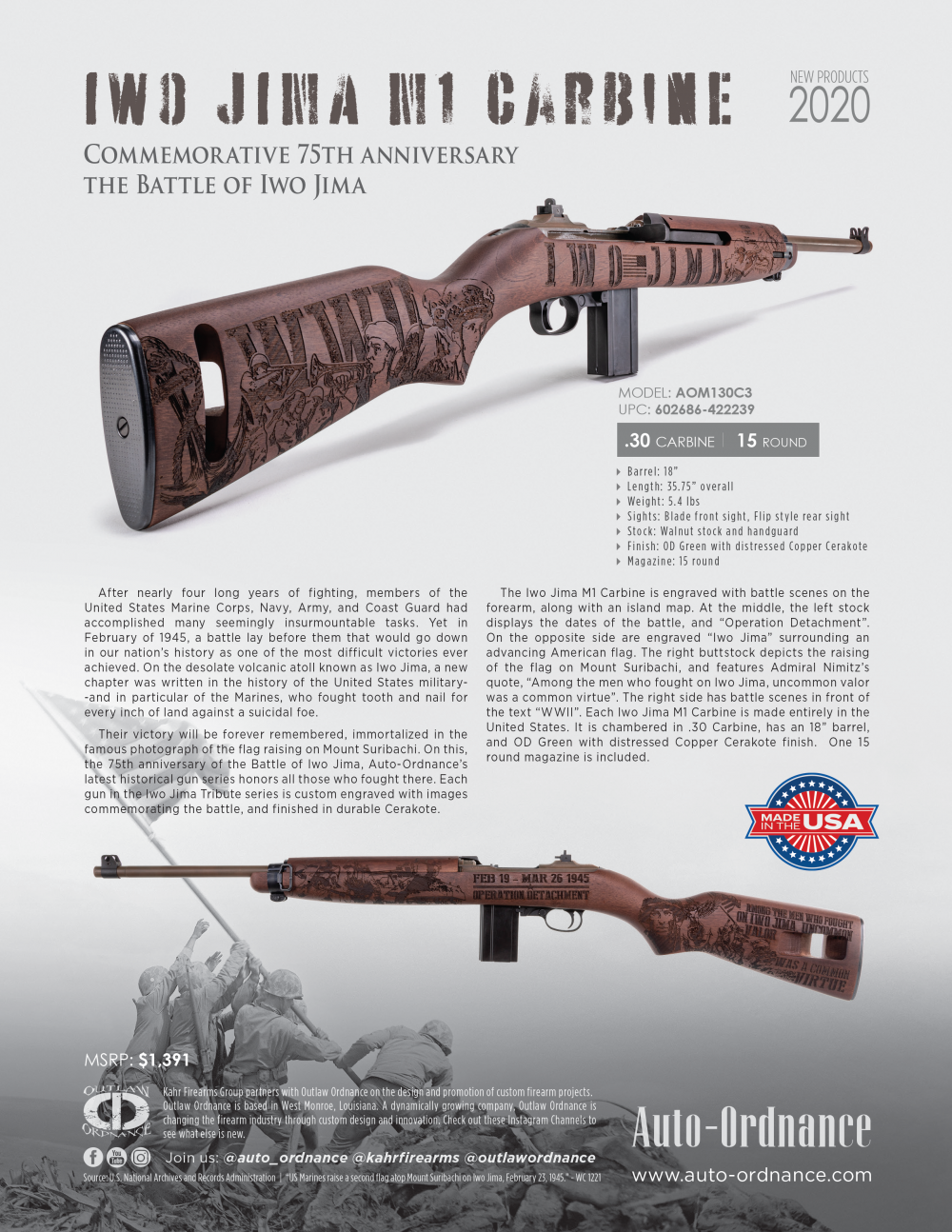 Thompson Auto-Ordnance's commemorative Iwo Jima M1 Carbine.