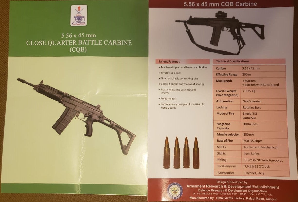 Indian OFB CQB carbine technical specifications