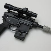 A working, .22 caliber AR-based replica of Han Solo's blaster from Star Wars.