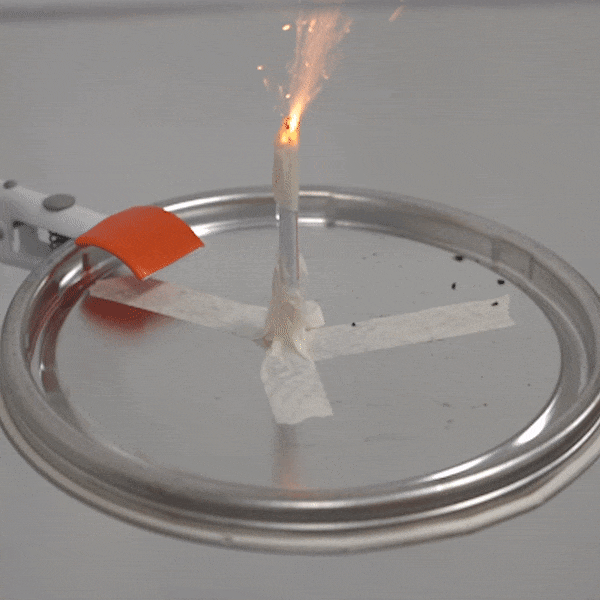 This gif shows an experiment in which the researchers demonstrate the explosive potential of silver salts, which have not previously been used in primary explosives.