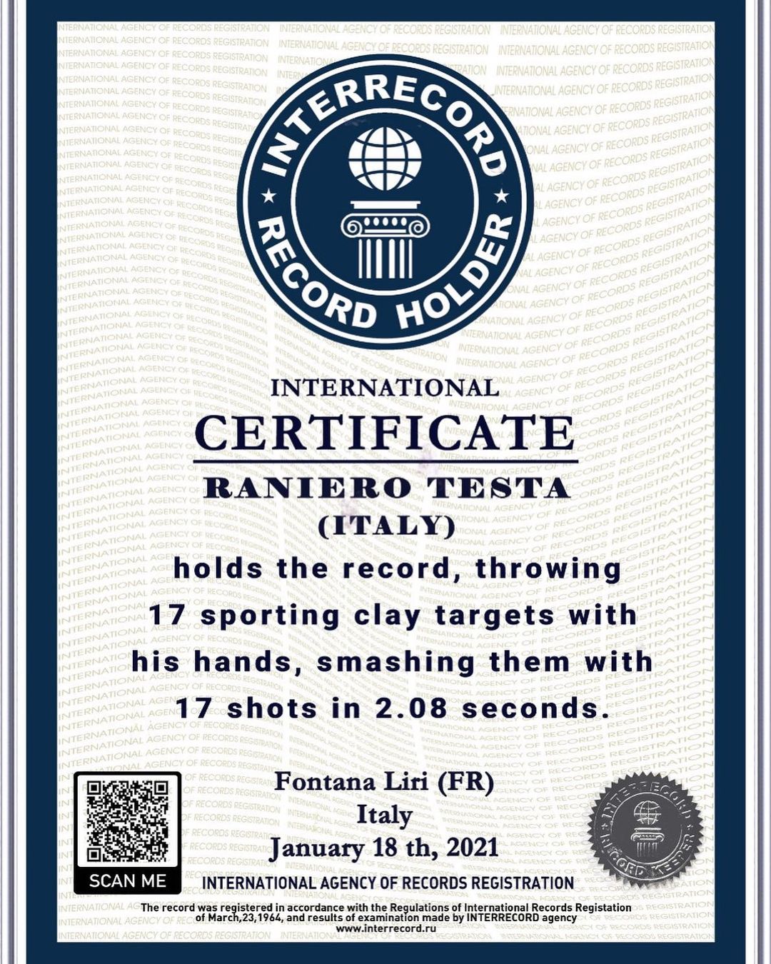 Raniero Testa World Record 17 Clays with 17 Shots in 2.08 Seconds (2)
