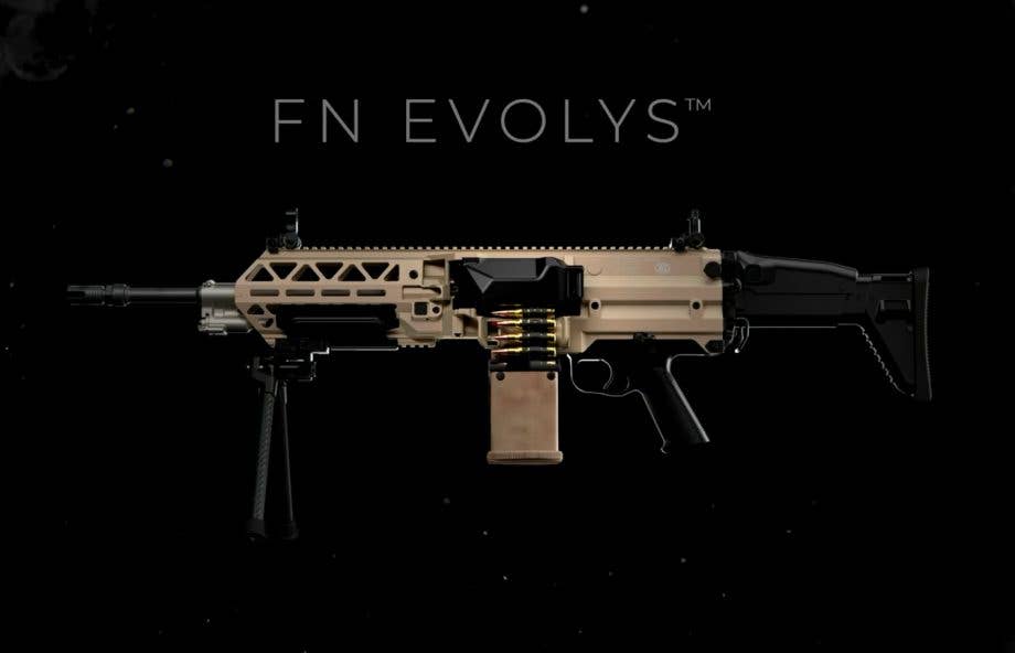 <em>The FN EVOLYS is a slick looking machine gun (FN Herstal)</em>