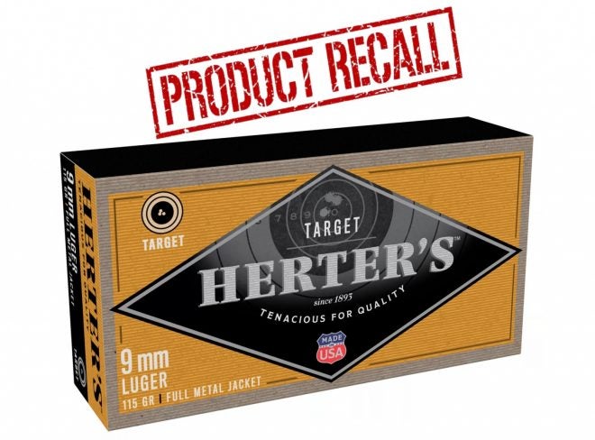On the heels of a recent Winchester and Browning-branded 9mm recall, now certain lots of Herter's ammo have been added to the list.