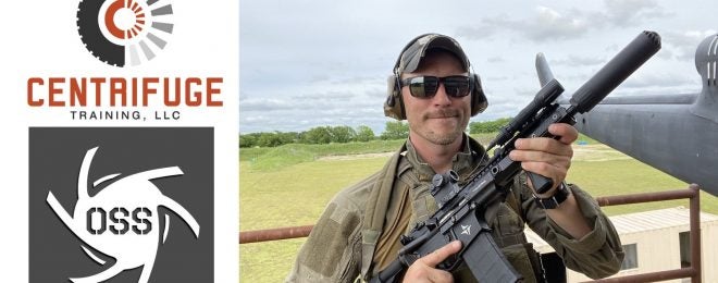 OSS Suppressors has announced a new partnership with Centrifuge Training and it's owner/lead instructor, Will Petty, pictured here with one of the famed anti-blowback cans.