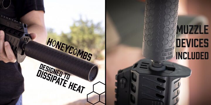 While other manufacturers often include a compatible muzzle device with their silencers, most don't provide two in different thread pitches for your various host options.