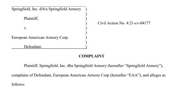 Lawsuit Alert: Springfield Armory v. EAA