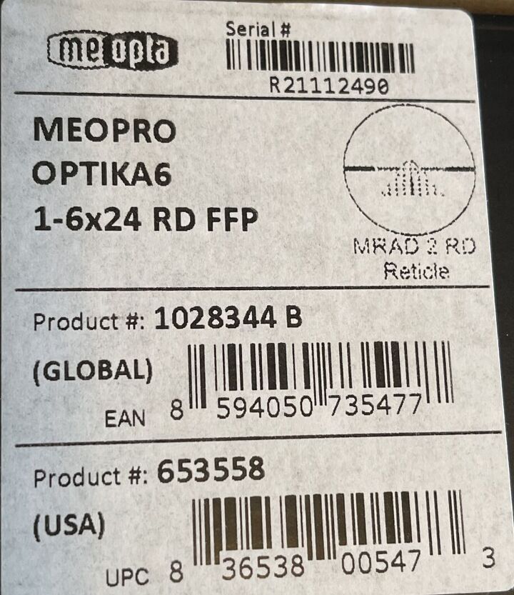 TFB Review: Meopta Meopro Optika6 1-6x24 RD FFP LPVO Riflescope -The ...