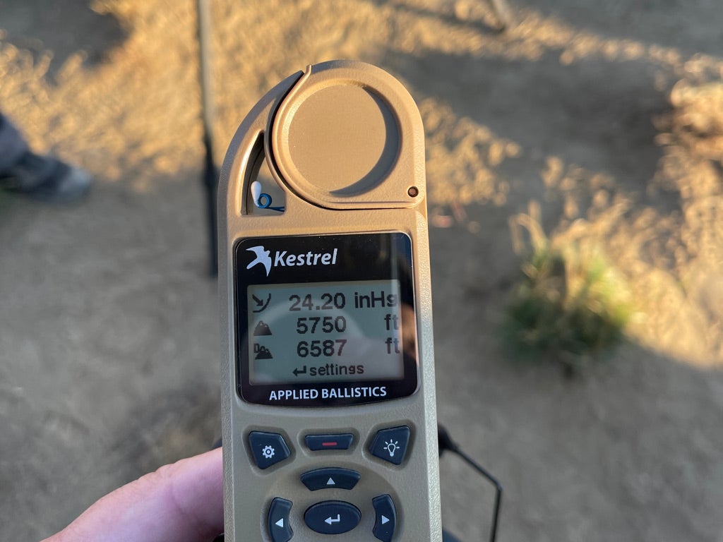 While the team was setting up the plethora of recording devices, I went ahead and grabbed some environmental. Density altitude was at a mere 6,587 feet. The few times I have shot to a mile, I've had the fortune to be in the highlands of New Mexico and shooting at an effective 10,000+ feet.