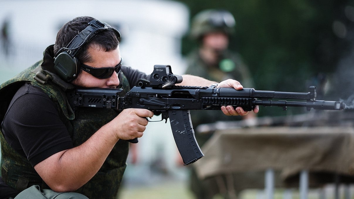 Author, shooting AK-107 in 2014. Perhaps that was the last public demonstration of the rifle.