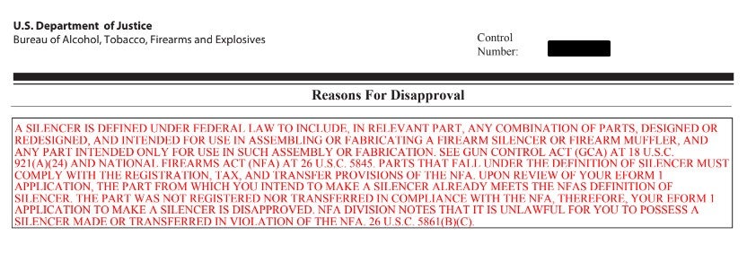 Is the ATF Mass Disapproving Home Made Form 1 Suppressors?