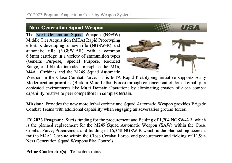 US Army Set To Procure 30,000 Next Generation Squad Weapons in 2023