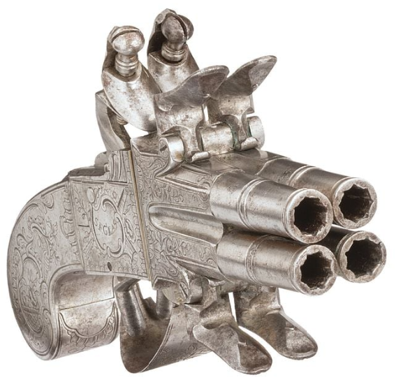 Seglas All-Metal Four Barrel Swivel Breech Flintlock Pistol (3)
