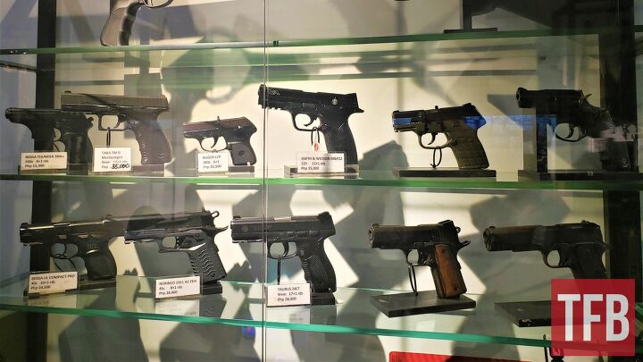 Display of handguns in one of the gunshops in Makati Cinema Square