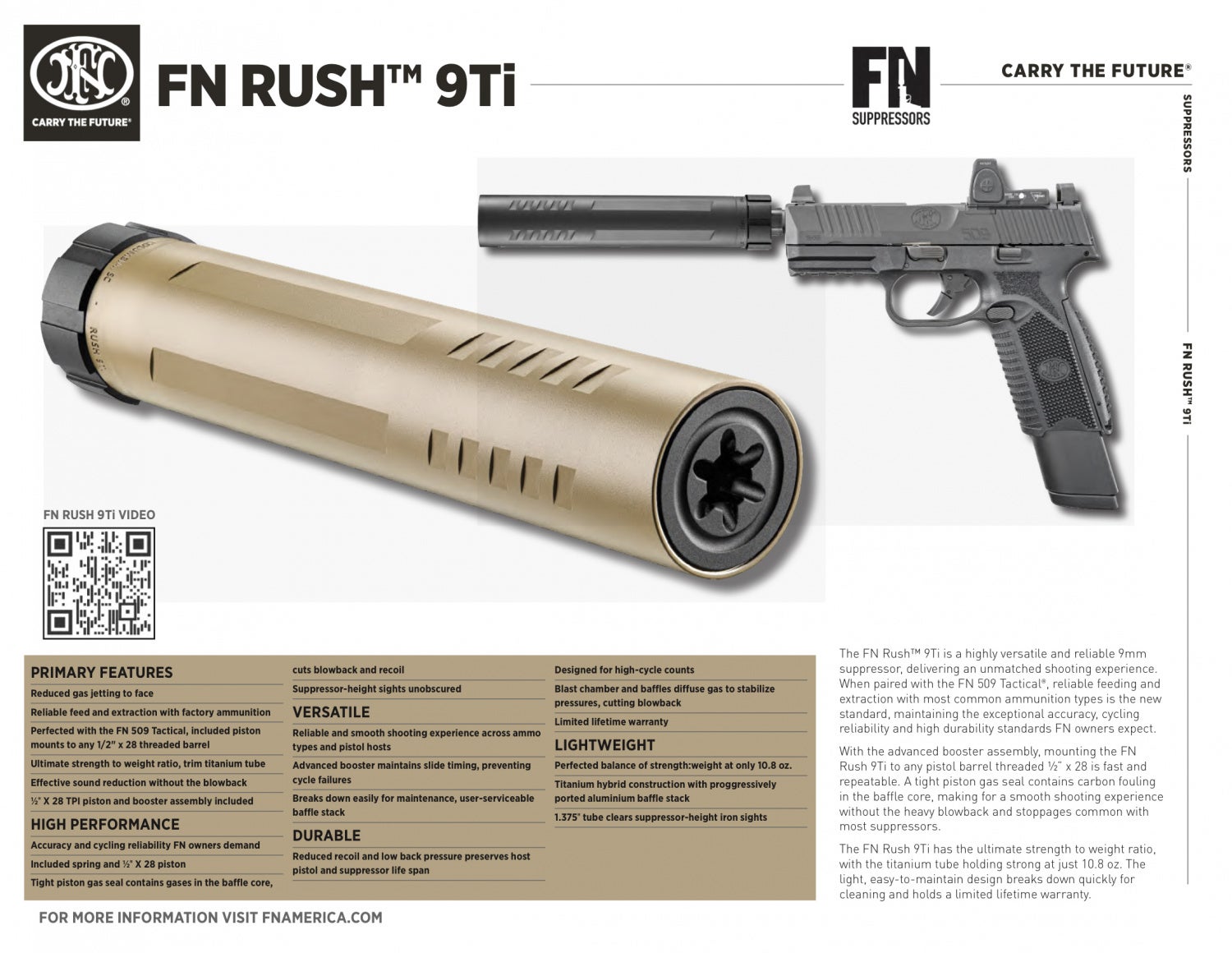 Just Annouced: FN RUSH 9Ti 9MM Pistol Suppressor - FN America