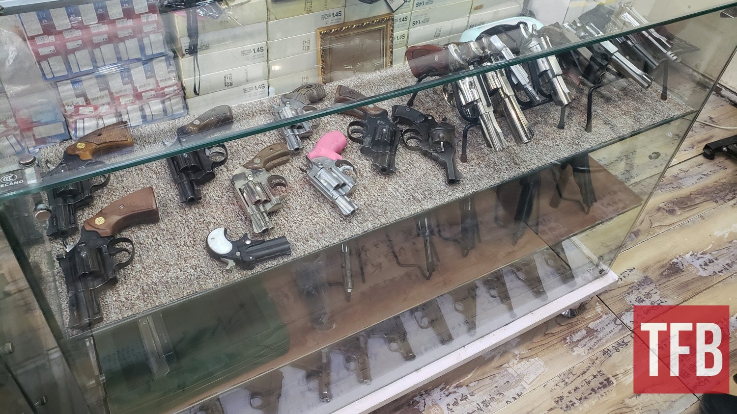 Handgun display in one of the Baghdad shops