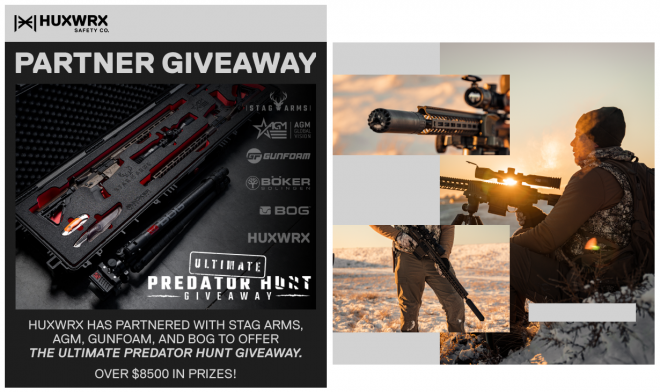 AGM, HUXWRX, Stag Arms, Gun Foam, BOG, and others have partnered to offer a great hunting setup giveaway.