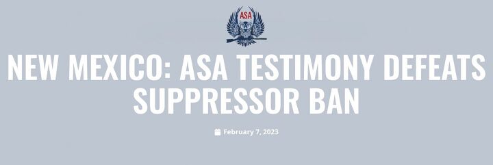 ASA Helps To Defeat Suppressor Ban In New Mexico
