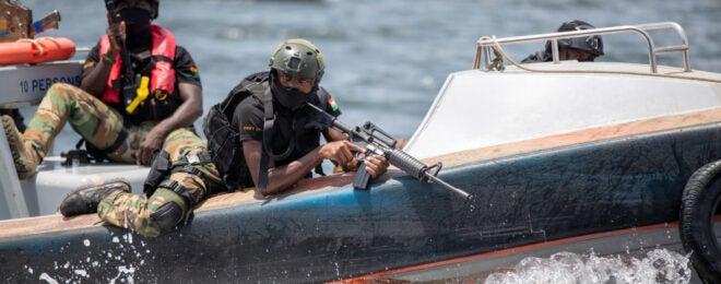 Ghana Armed Forces Protecting a Ship