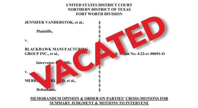 VACATED: Federal Judge Knocks Down ATF Frame or Receiver Rule
