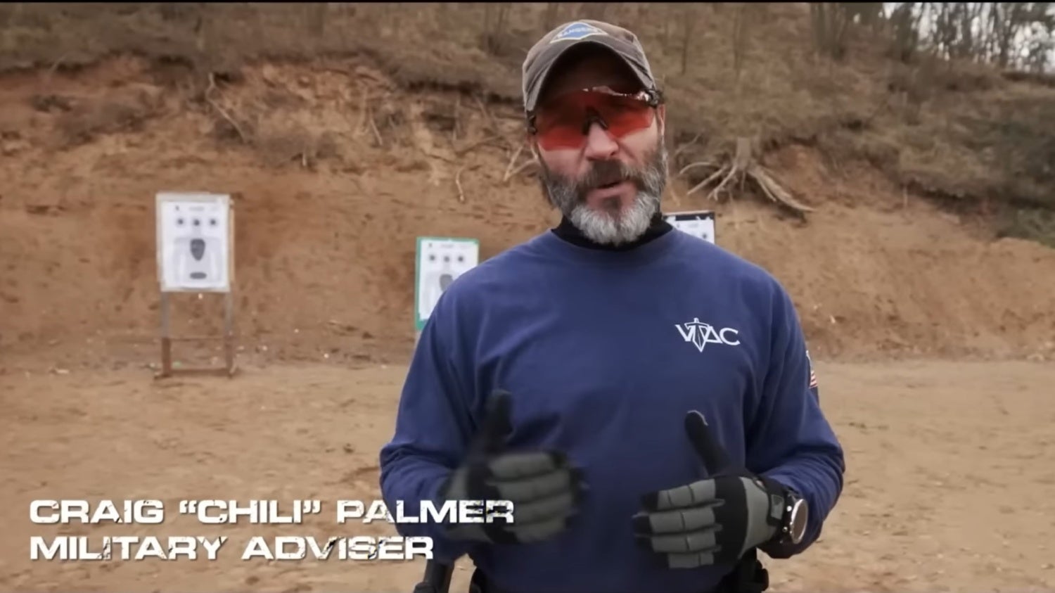 Craig “Chili” Palmer at the shooting range, training actors with live ammo for Extraction 2.