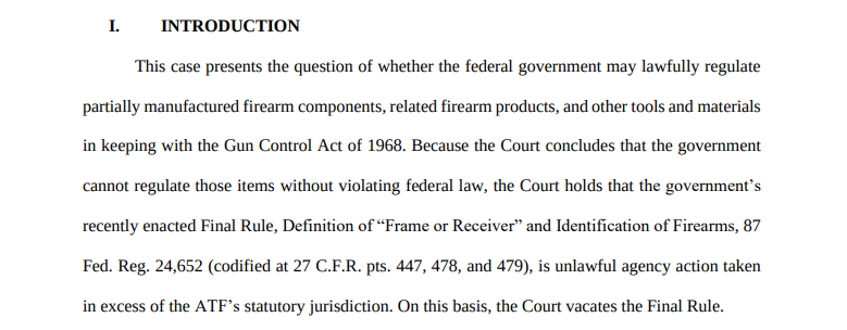 District Court Vacates ATF 80% Receiver Rule (Analysis)